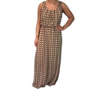 TRIXXI Black and Tan chevron maxi dress
